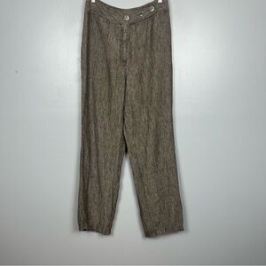 J.Jill marled brown 100% linen straight leg trouser pants, size 10.